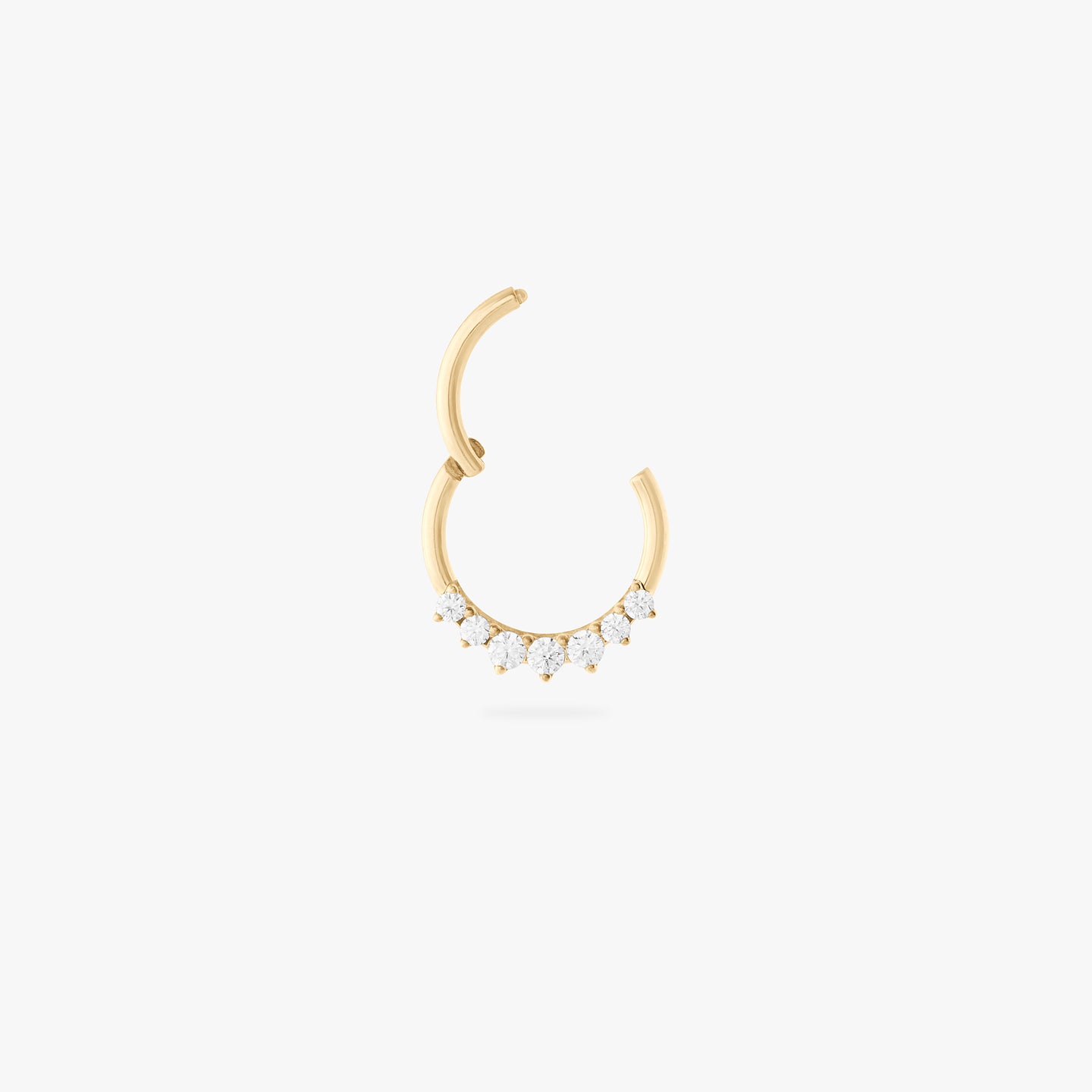 gold front set clicker with cz stones in 8mm color:null|gold/clear