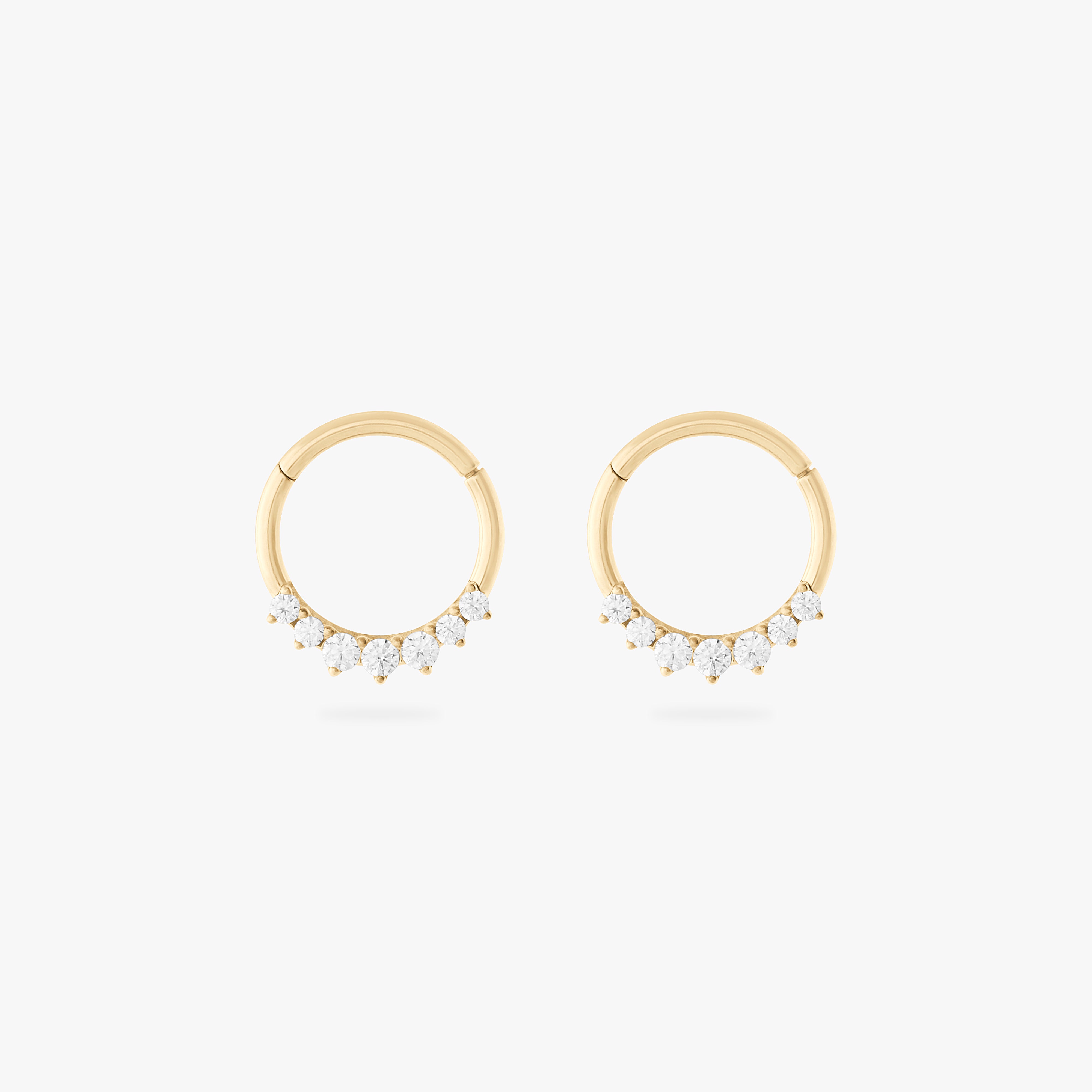 gold front set clicker with cz stones in 8mm [pair] color:null|gold/clear