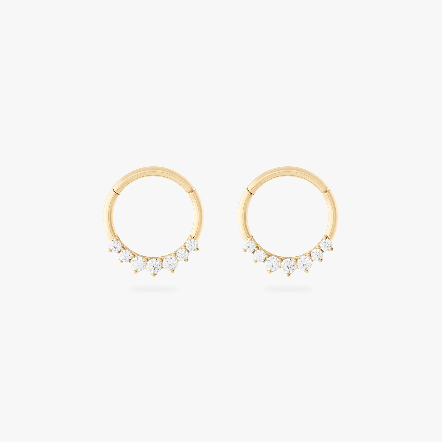 gold front set clicker with cz stones in 8mm [pair] color:null|gold/clear