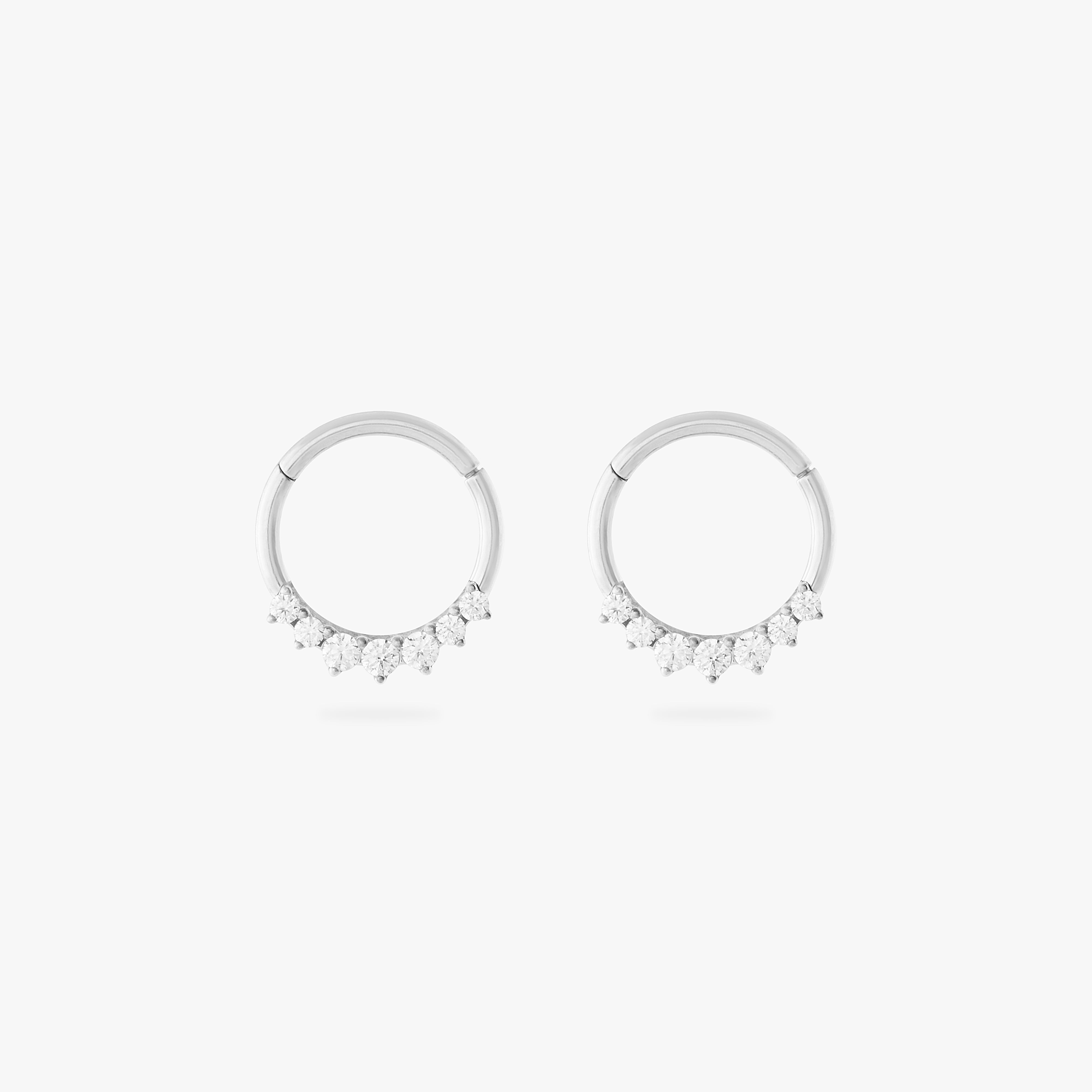 silver front set clicker with cz stones in 8mm [pair] color:null|silver/clear