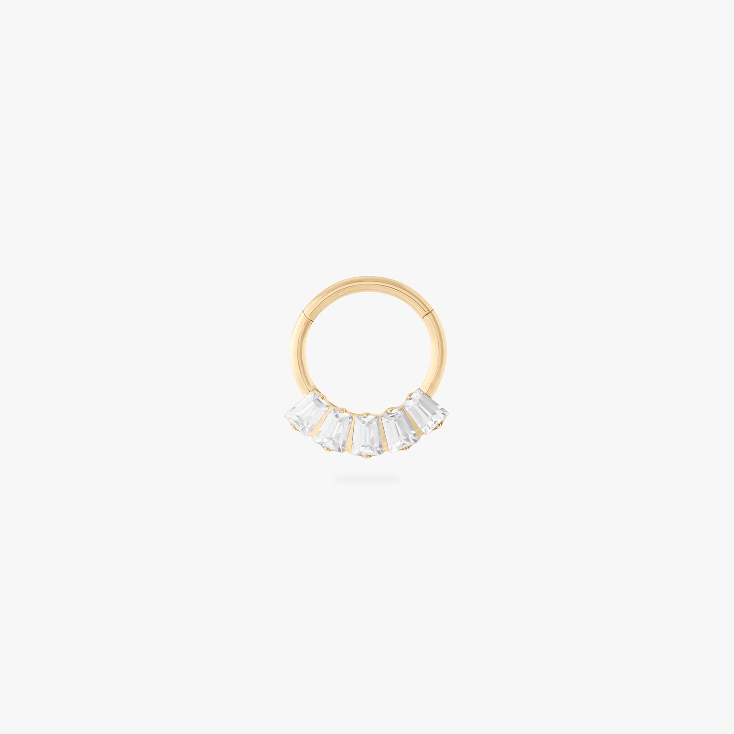 front set clicker with cz baguette stones in 8mm color:null|gold