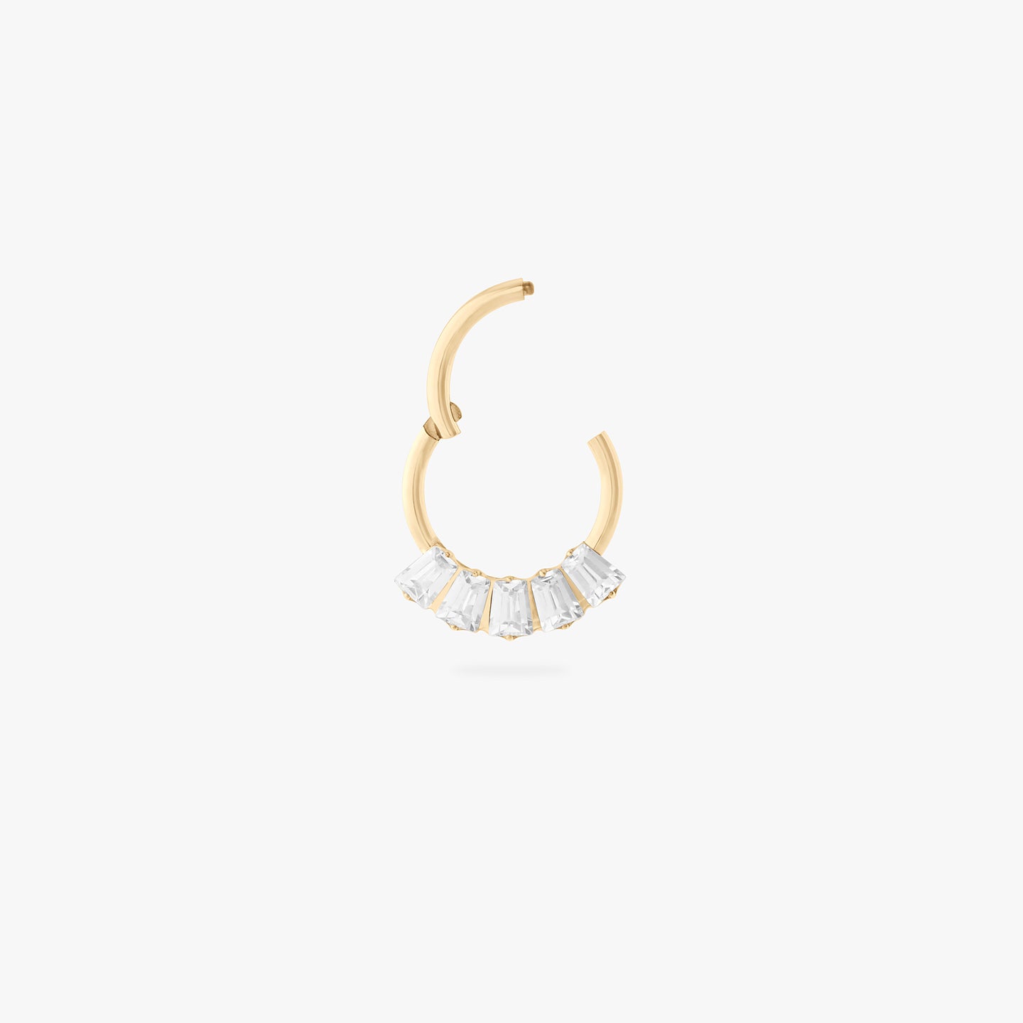 front set clicker with cz baguette stones in 8mm color:null|gold