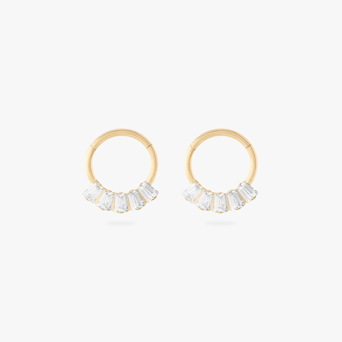 front set clicker with cz baguette stones in 8mm [pair] color:null|gold