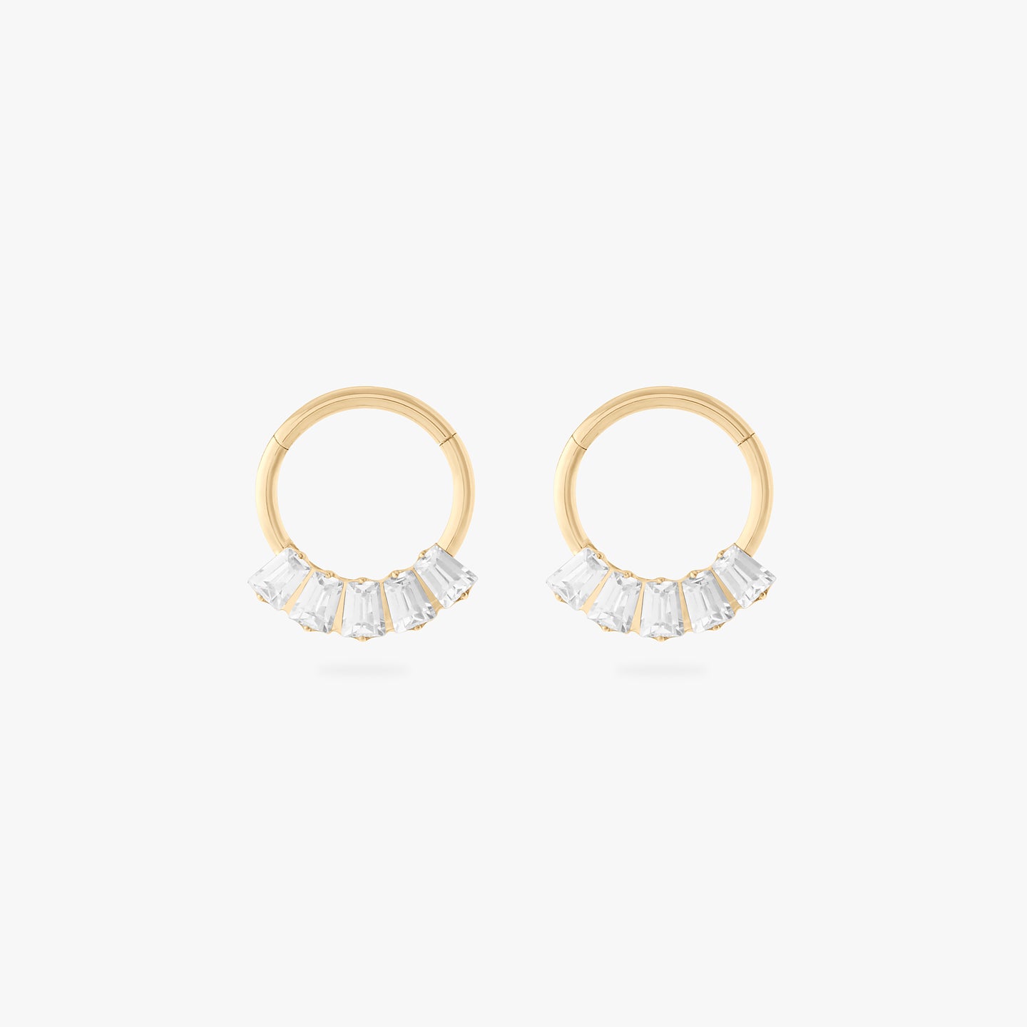 front set clicker with cz baguette stones in 8mm [pair] color:null|gold