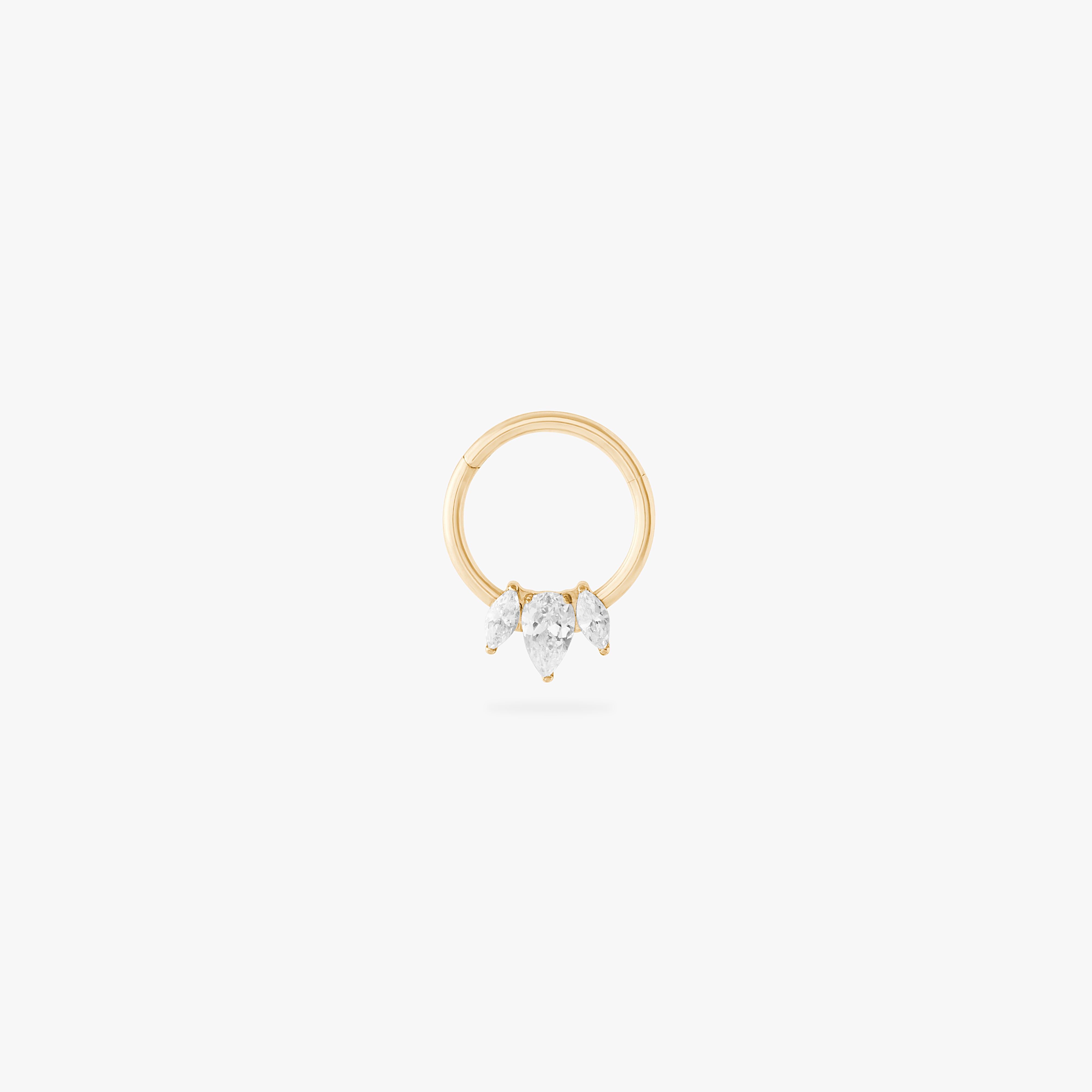 gold front set clicker with cz pear stones in 8mm color:null|gold/clear