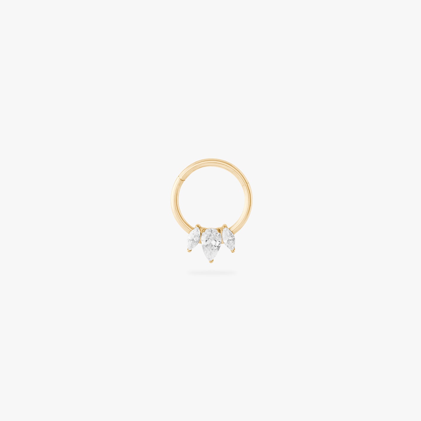 gold front set clicker with cz pear stones in 8mm color:null|gold/clear