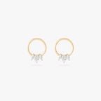 gold front set clicker with cz pear stones in 8mm [pair] color:null|gold/clear