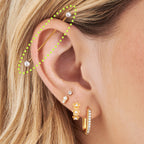 Industrial bar with pearl ends shown on ear [hover] color:null|gold