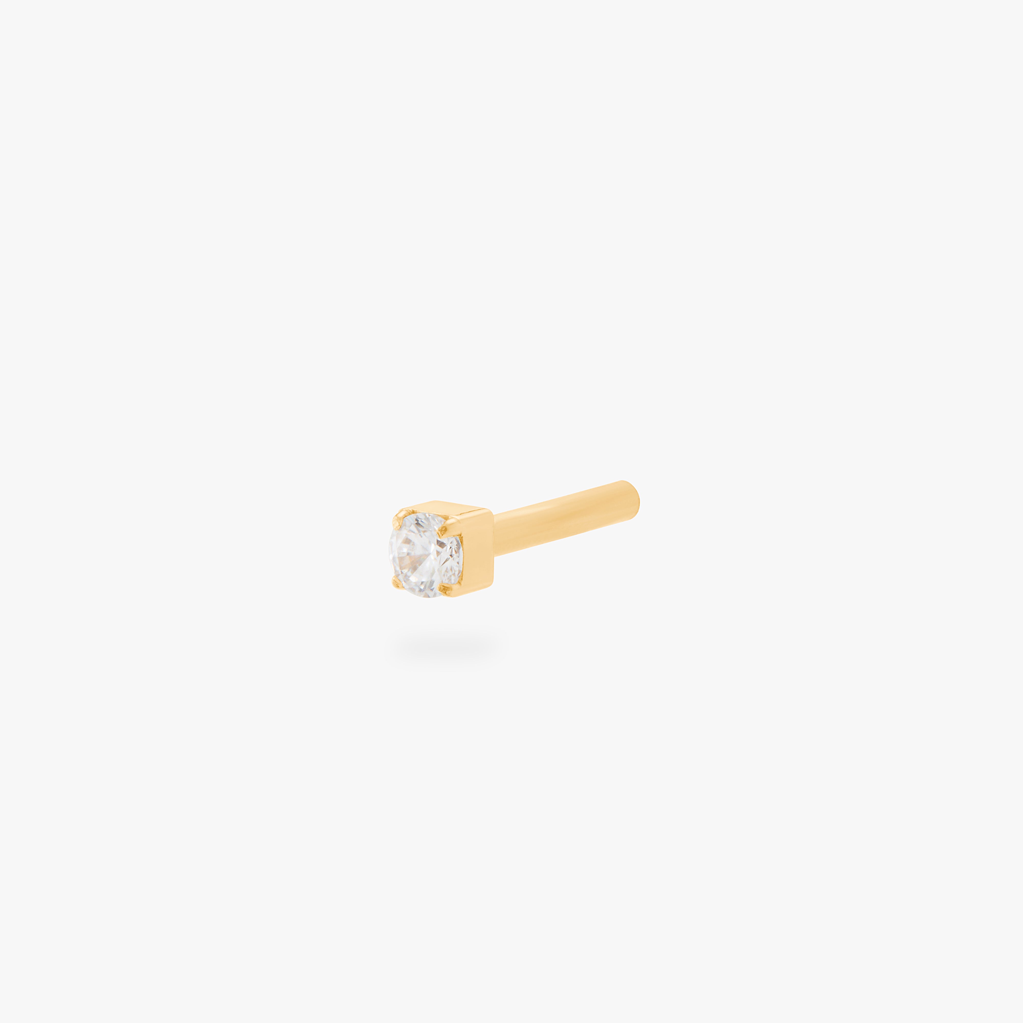 This is an image of a 6mm length gold/clear flatback post with a mini CZ shaped disc. [hover] color:null|8mm