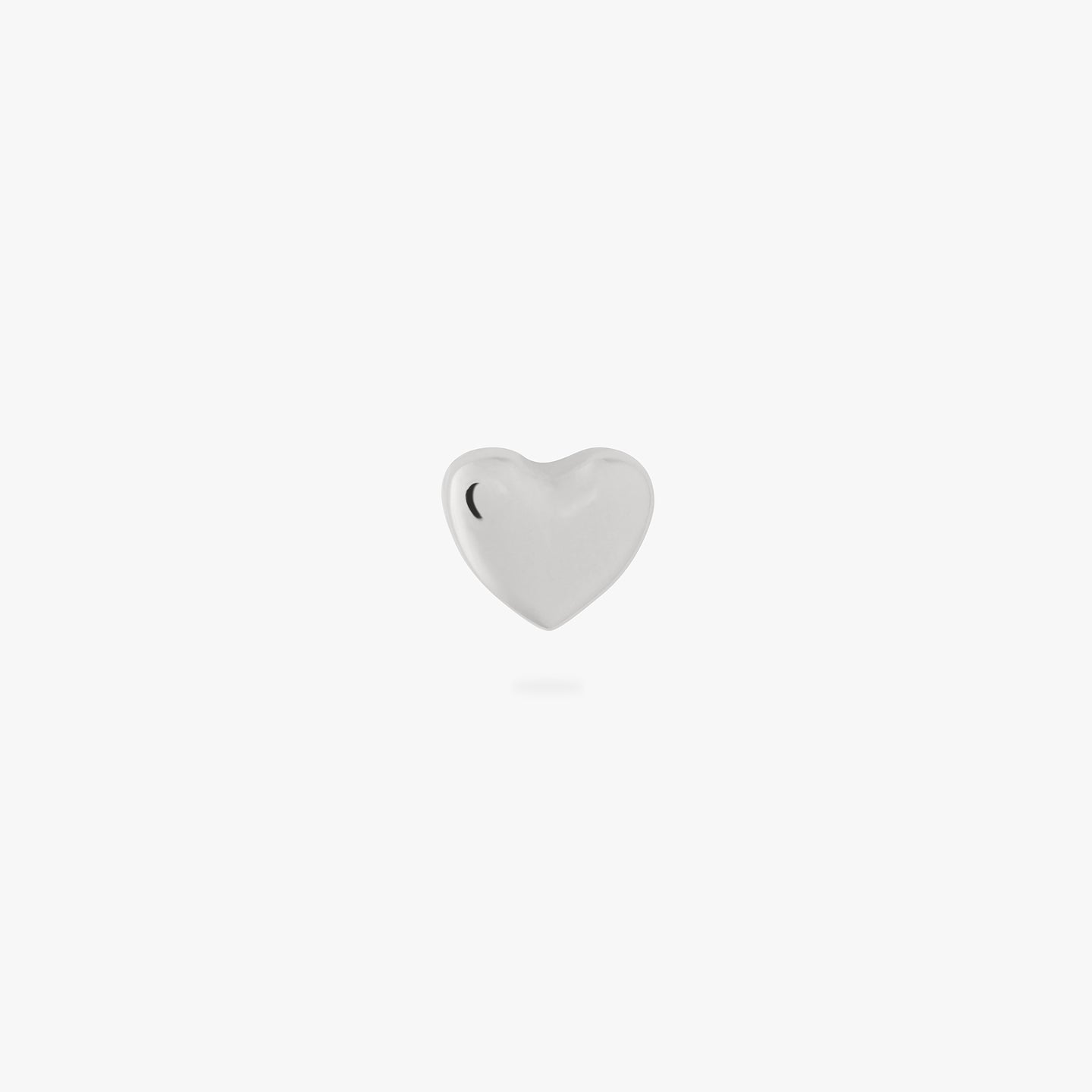 An image of a silver heart shaped flatback post that is 6mm in length. color:null|6mm length