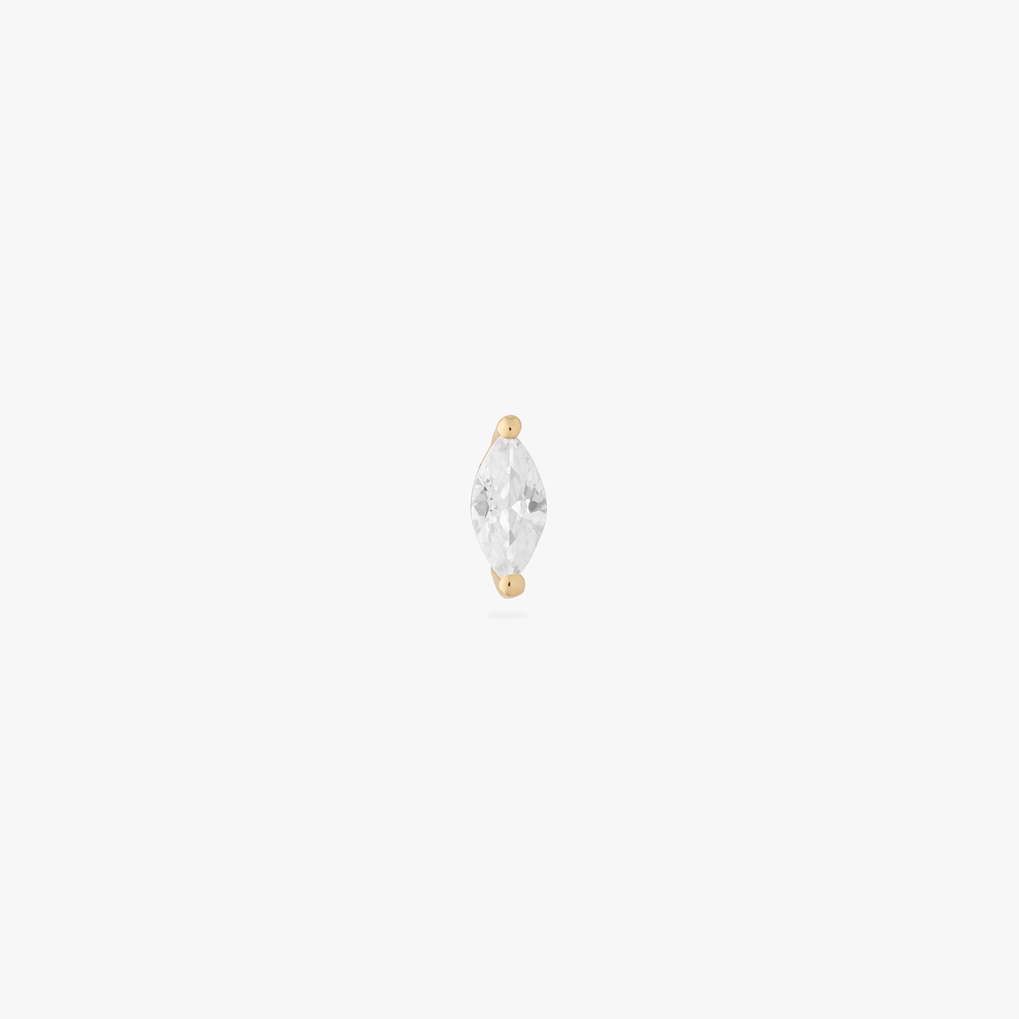 An image of a gold/clear marquise CZ stone shaped flatback post that is 8mm in length color:null|8mm length