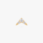 this image shows the front view of a 14k gold pave v flatback 