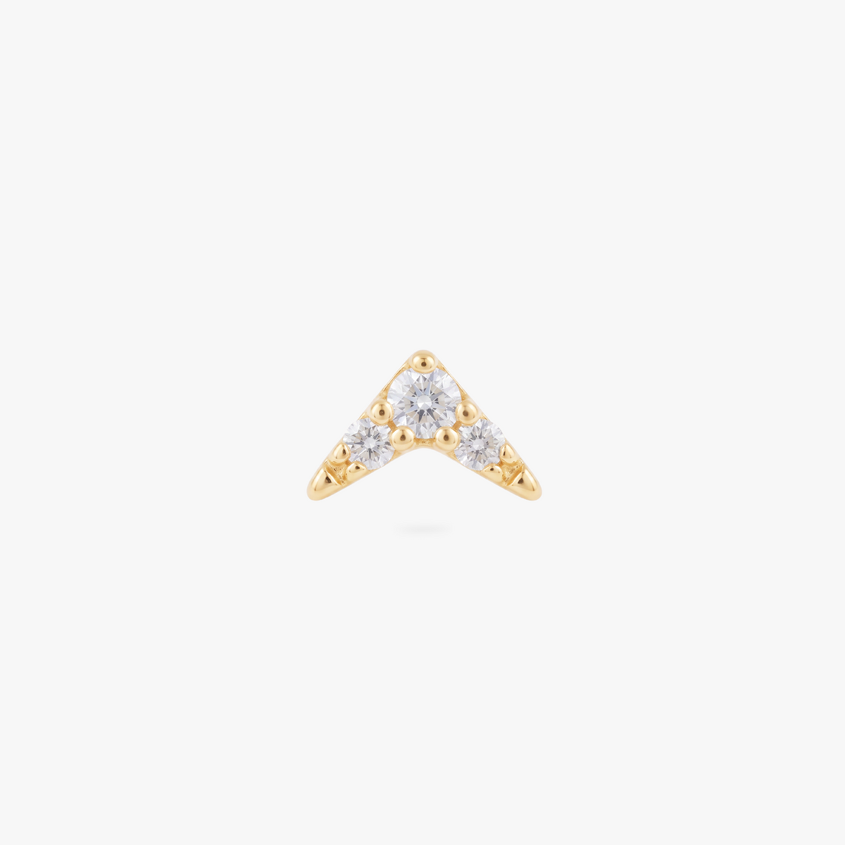 this image shows the front view of a 14k gold pave v flatback 