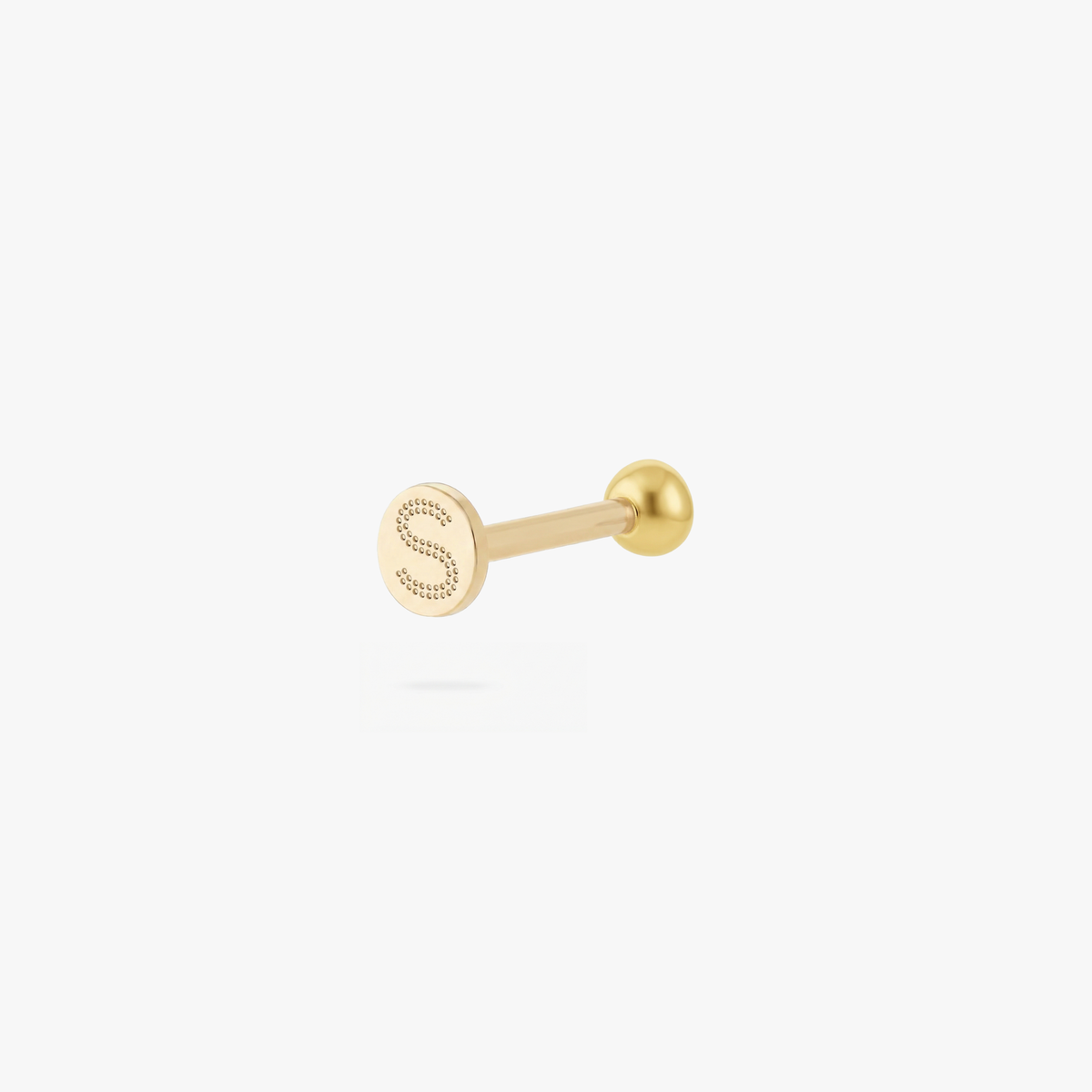 This is an image of a gold toned flatback stud with a 3mm, bezel set green CZ stone. 