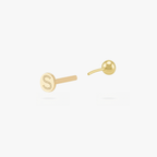 This is an image of a gold toned flatback stud with a 3mm, bezel set green CZ stone. 