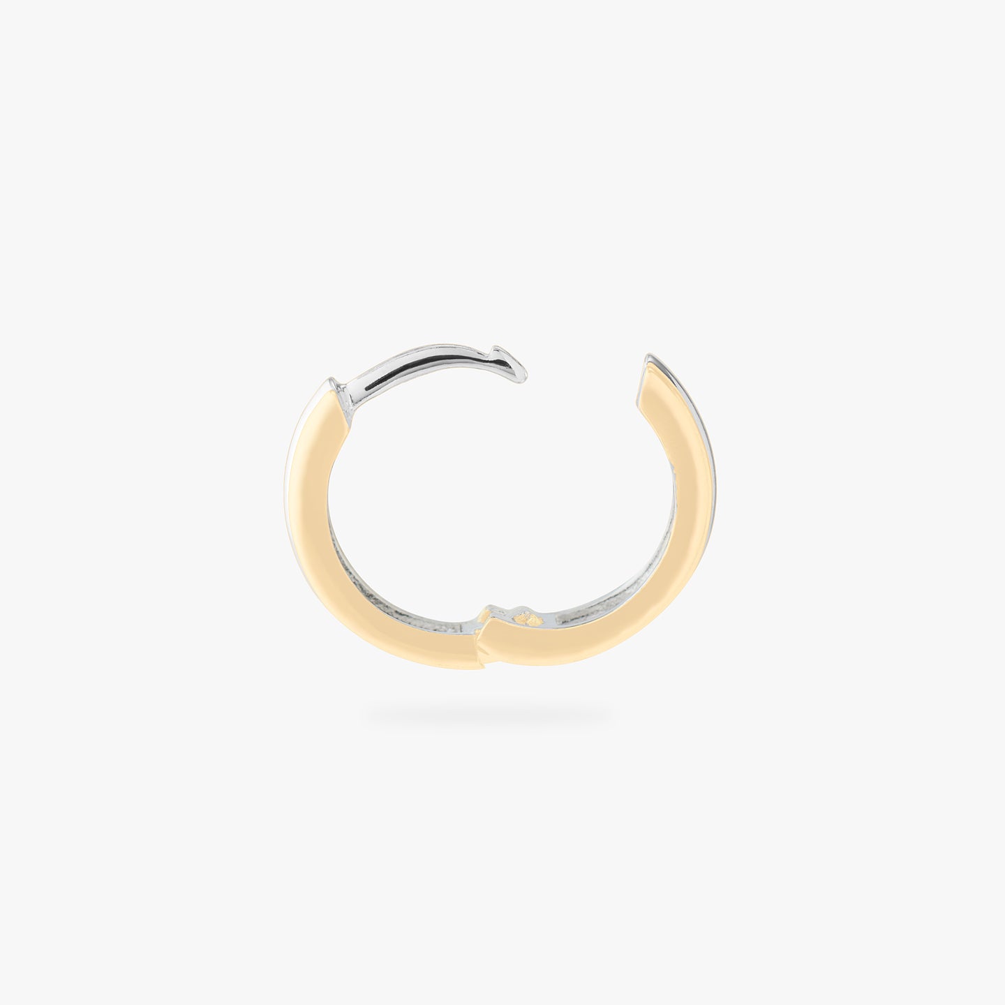 Chunky two tone hoop with ridges of gold and silver color:null|gold/silver