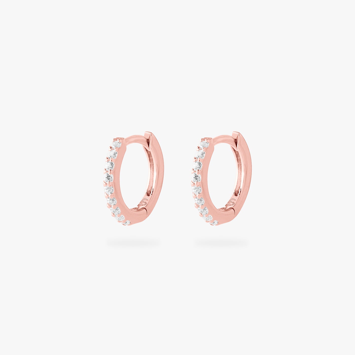 rose gold mini pave huggie [pair] color:null|rose gold