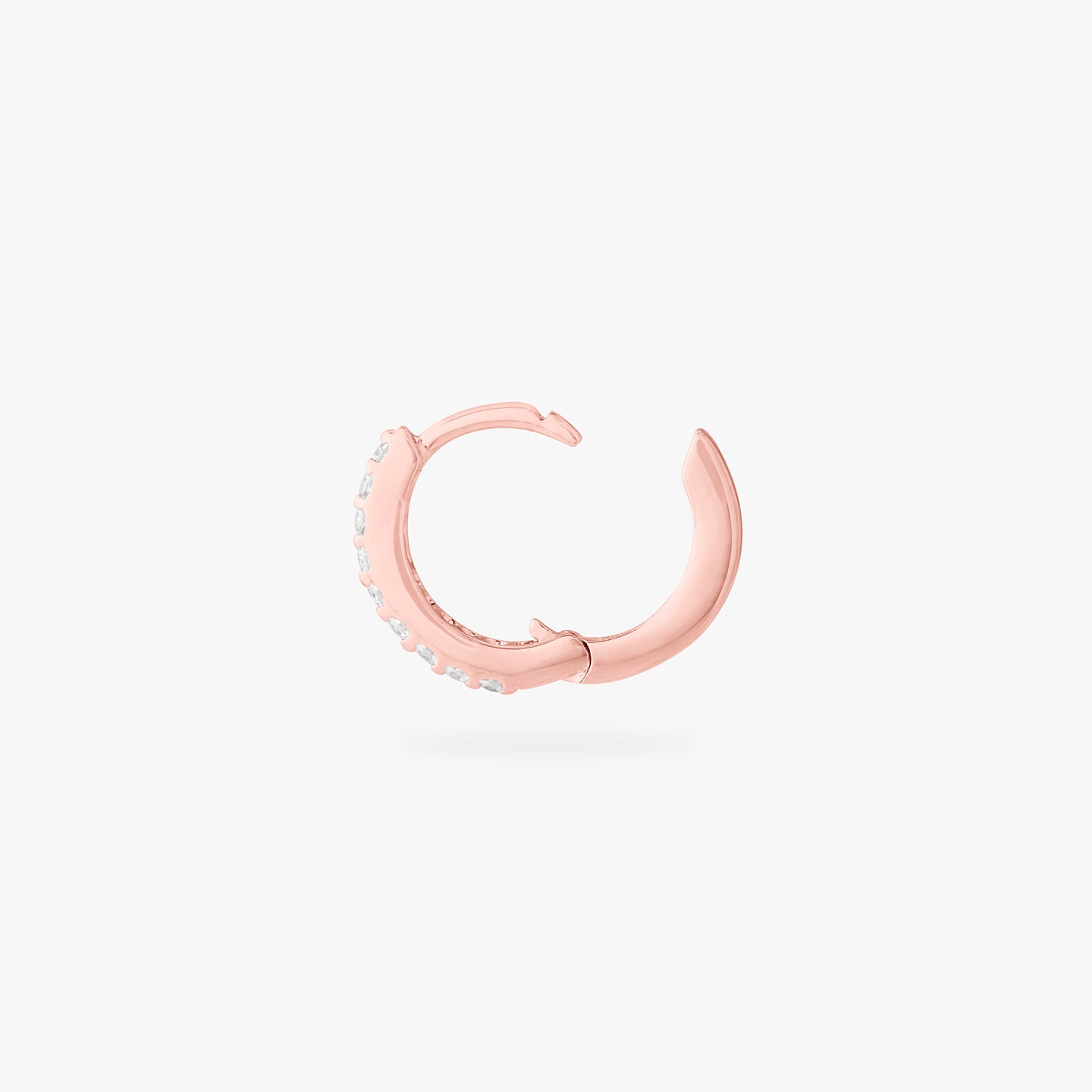 rose gold mini pave huggie color:null|rose gold