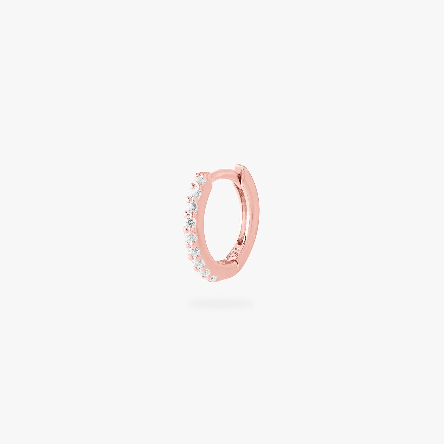 rose gold mini pave huggie color:null|rose gold