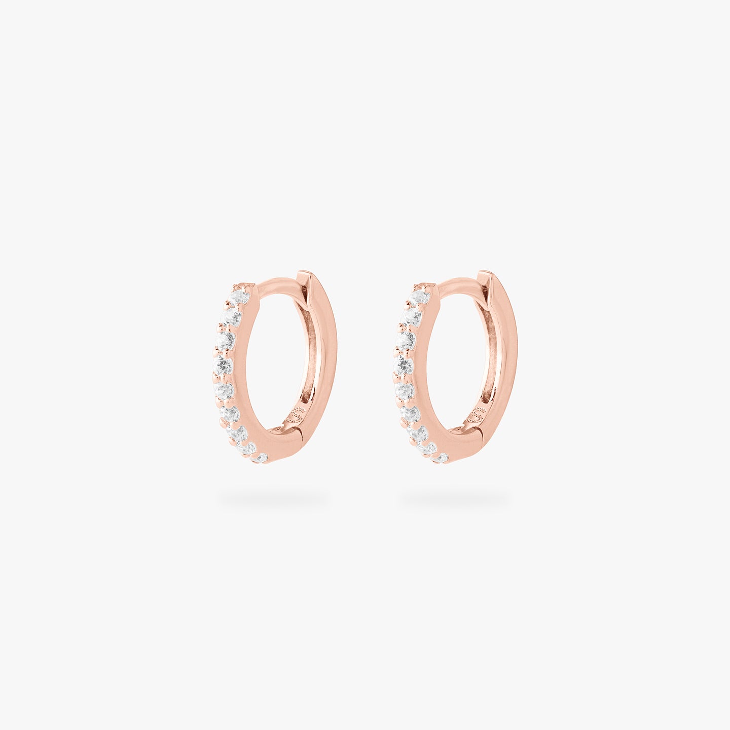 rose gold mini pave huggie [pair] color:null|rose gold