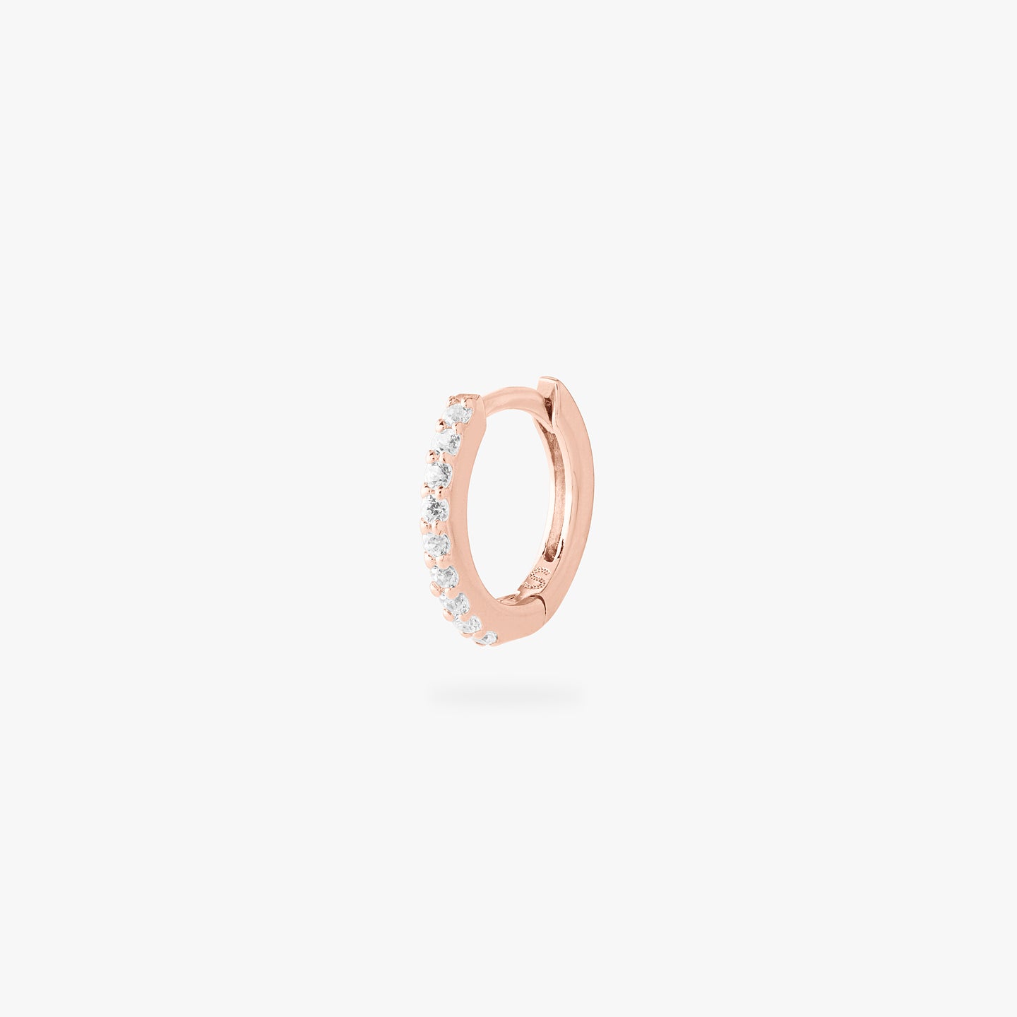 rose gold mini pave huggie color:null|rose gold