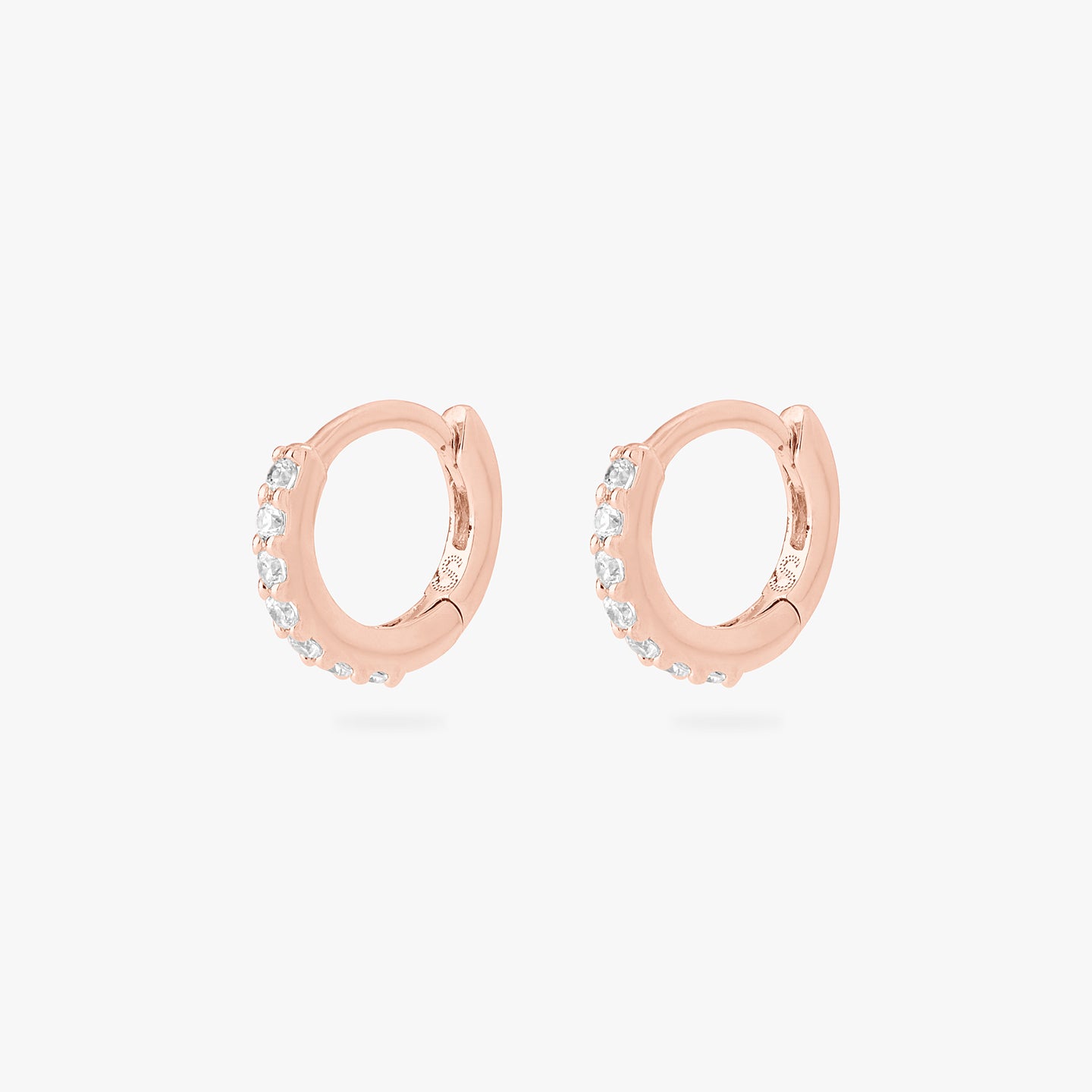 micro pave huggie in rose gold [pair] color:null|rose gold