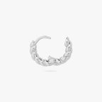 An image of a chunky silver twisted huggie unhinged. color:null|silver