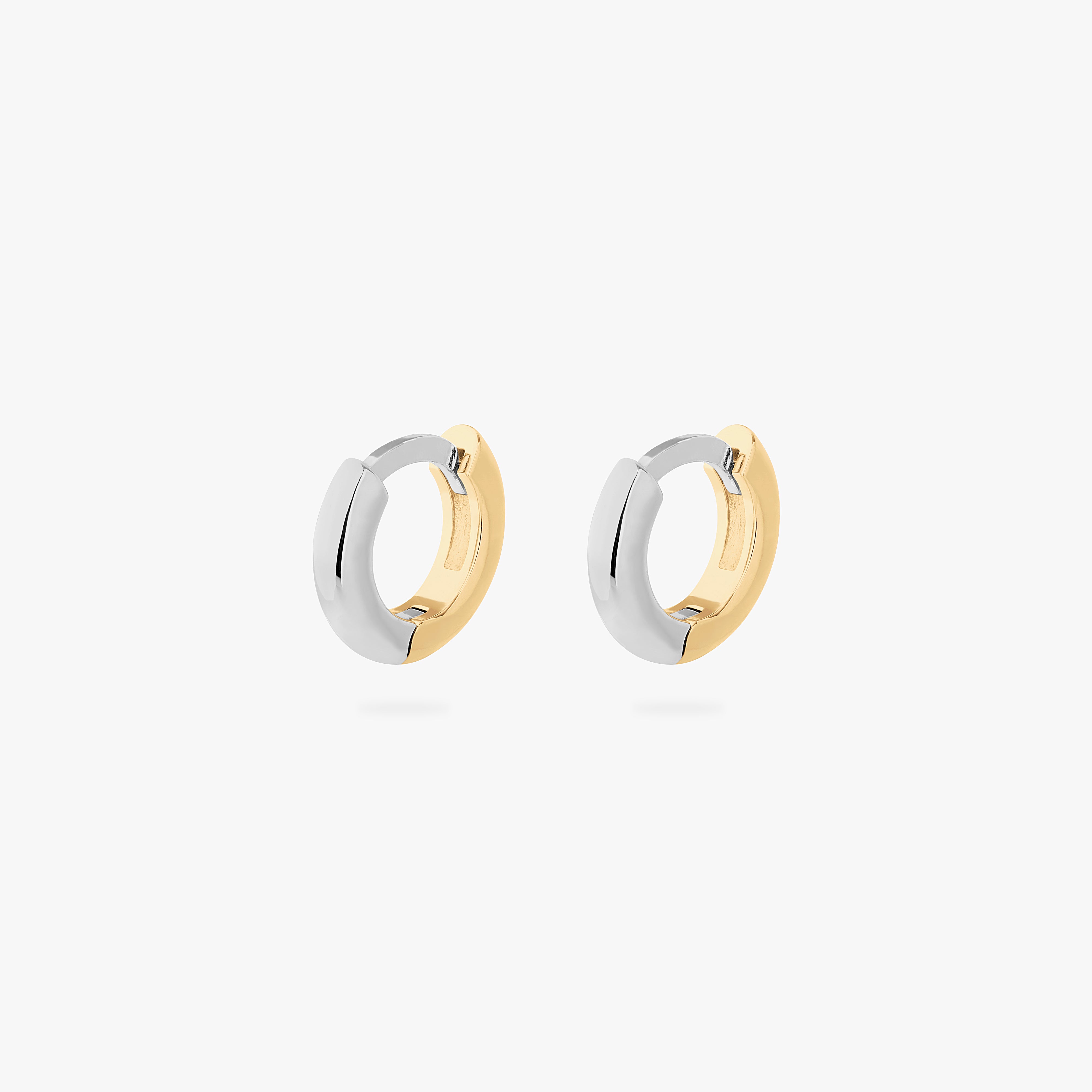 Studs Micro Two Tone Huggie In Gold/silver