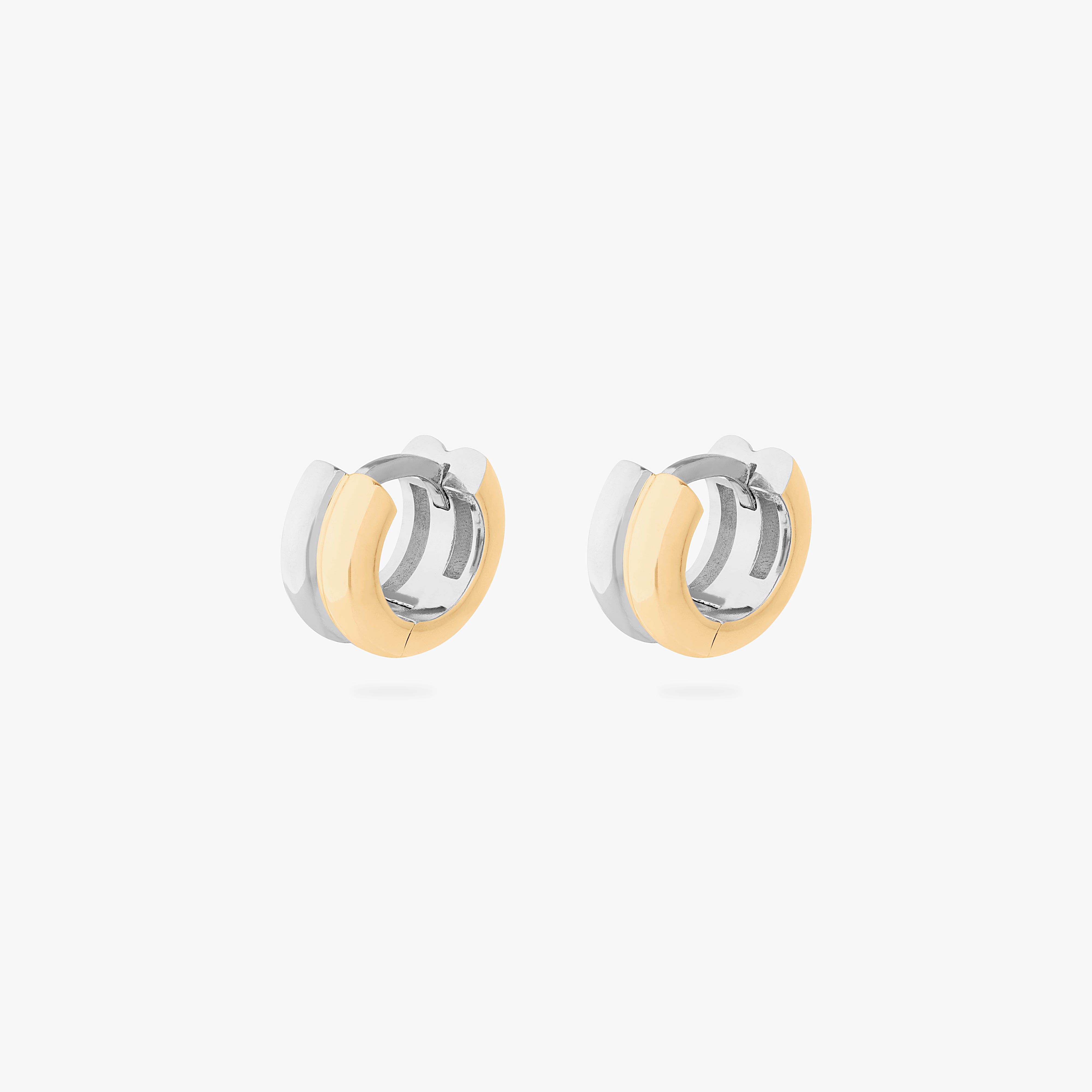 Studs Micro Two Tone Chunky Huggie In Gold/silver