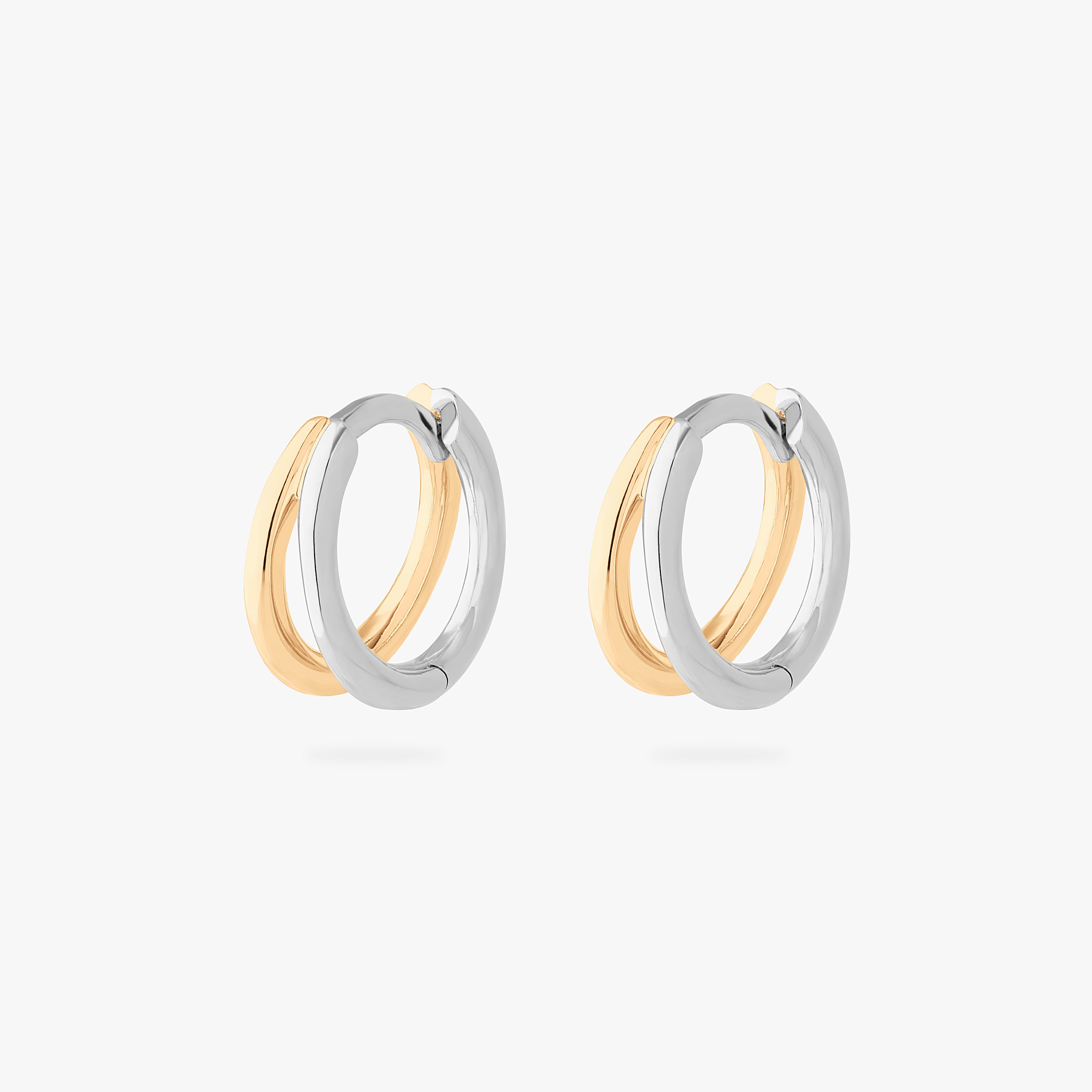 Studs Two Tone Double Huggie In Gold/silver