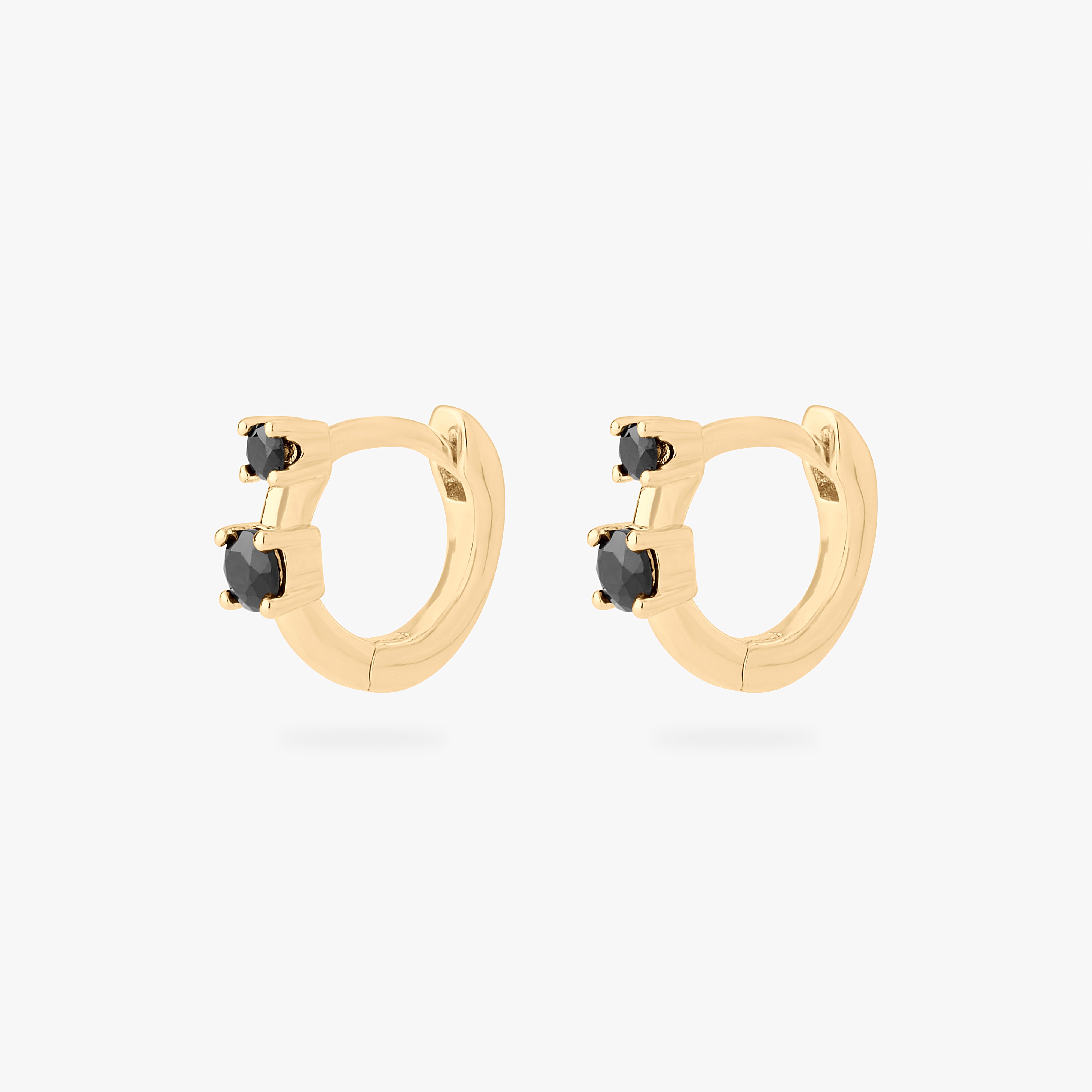 Studs Micro Duo Cz Huggie In Gold/black