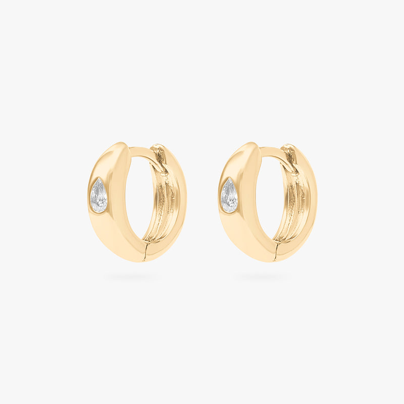 Chunky Pear CZ Huggie