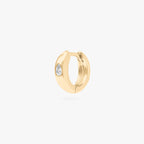 Chunky huggie featuring a set in pear cz stone in gold color:null|gold