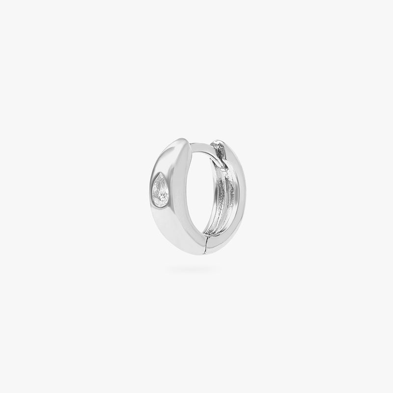 Chunky Pear CZ Huggie