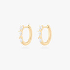 mini pave pear huggie in gold with clear pear cz stones [pair] color:null|gold/clear