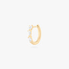 mini pave pear huggie in gold with clear pear cz stones color:null|gold/clear