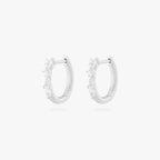 mini pave pear huggie in silver with clear pear cz stones [pair] color:null|silver/clear