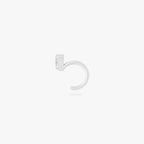 silver open cz huggie with pear cz stone in 5mm color:null|silver/clear