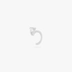 silver open cz huggie with pear cz stone in 5mm color:null|silver/clear