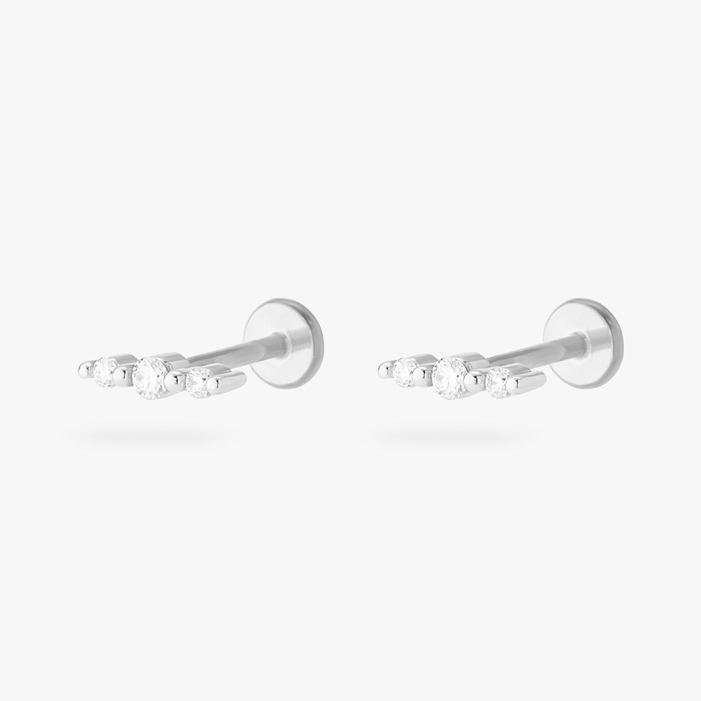 long set lab grown diamonds set in 14K white gold [pair] color:null|silver/clear|white gold/clear