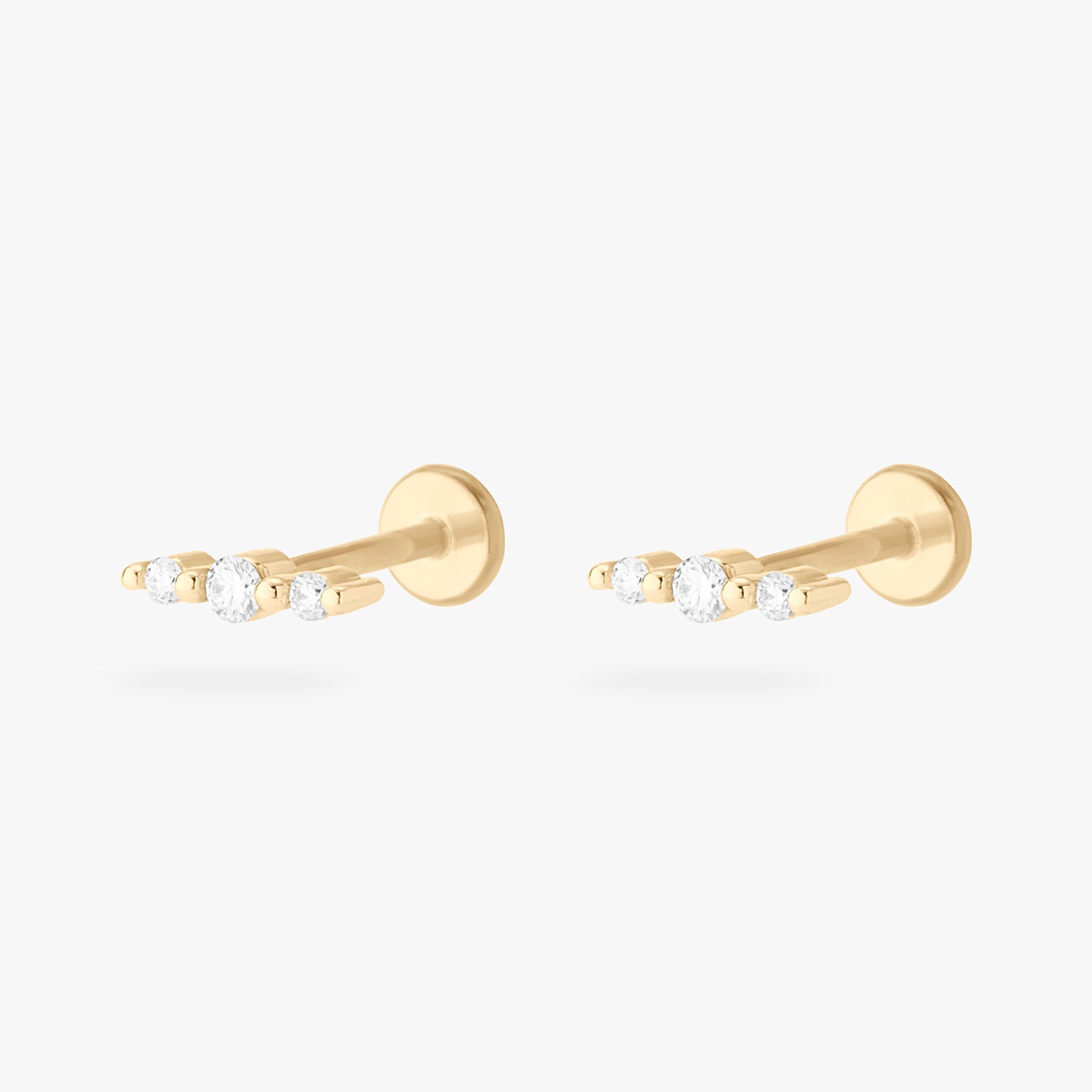 long set lab grown diamonds set in 14K yellow gold [pair] color:null|gold/clear|yellow gold/clear