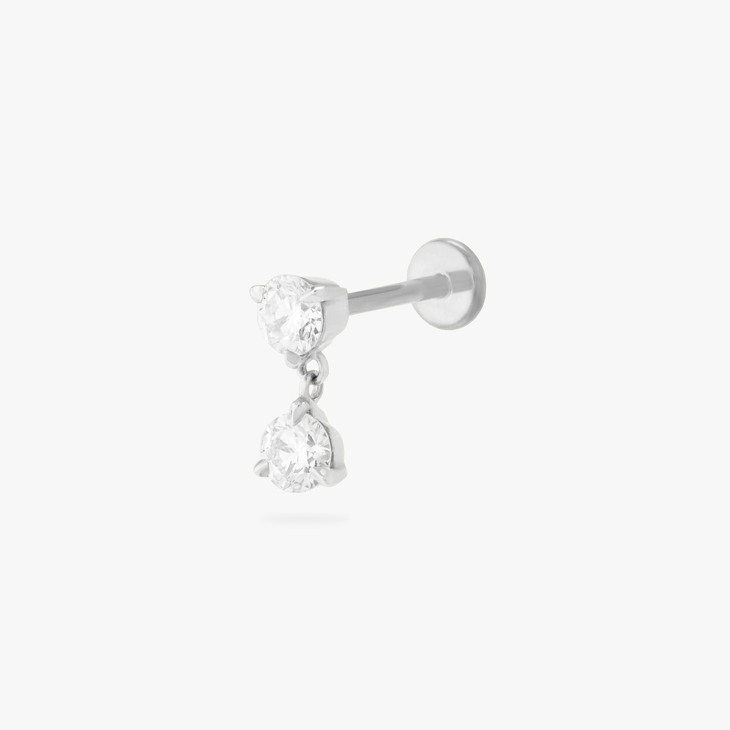 lab grown diamond round dangle stud set in 14k white gold color:null|white gold/clear