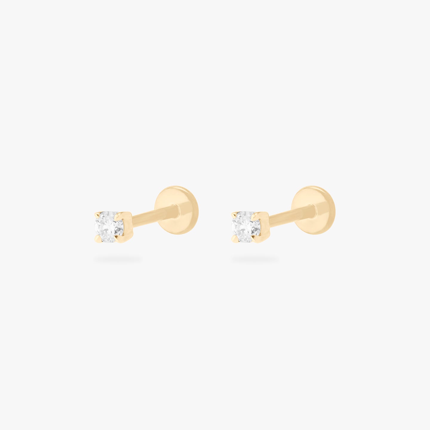 lab grown diamond round stud set in 14k yellow gold [pair] color:null|yellow gold/clear