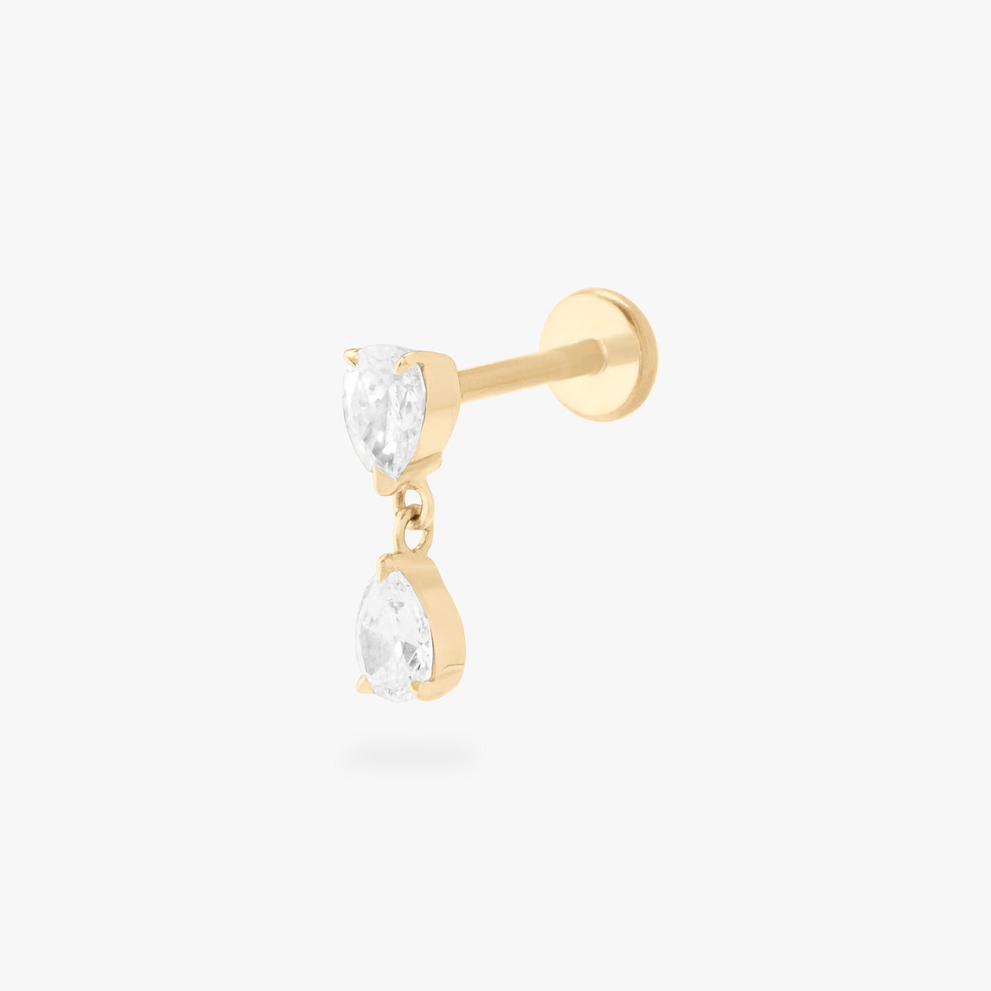 14k yellow gold pear diamond flatback stud with lab grown diamonds color:null|yellow gold/clear