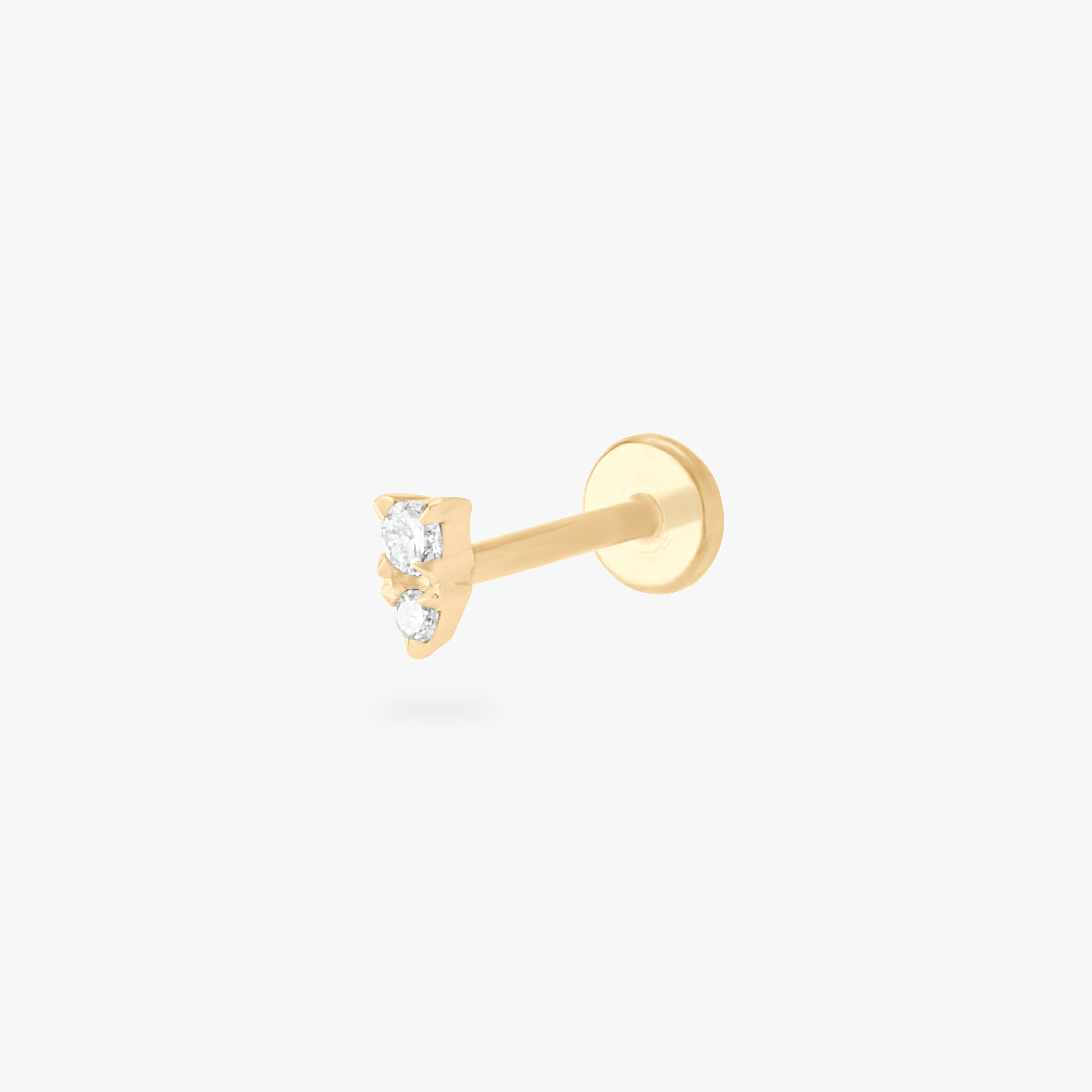 This is an image of a gold flatback stud with a clear stacked cz stone. color:null|14k gold/clear