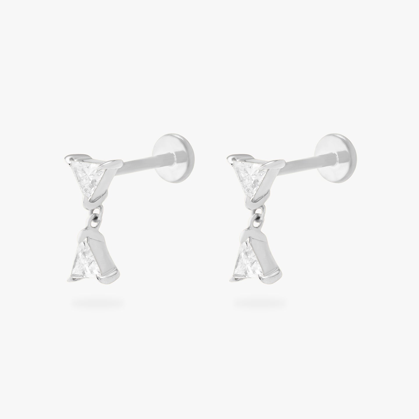 triangle dangle lab grown diamonds in 14k white gold [pair] color:null|white gold/clear