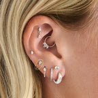 silver open cz huggie with pear cz stone in 5mm [hover] color:null|silver/clear