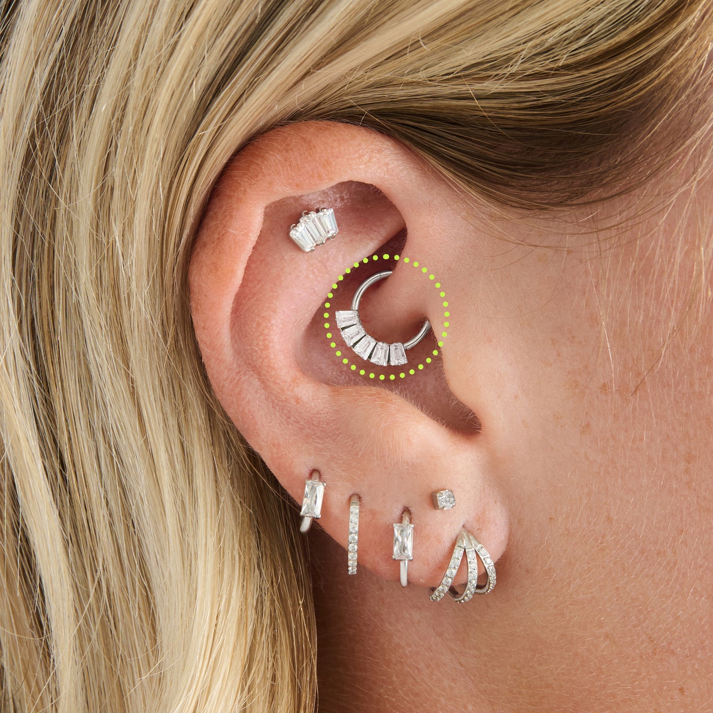 front set clicker with cz baguette stones in 8mm [hover] color:null|silver