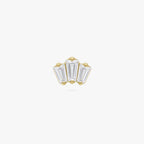 this image shows the front view of a 14K Micro Crown Baguette flatback with clear cz stones 
