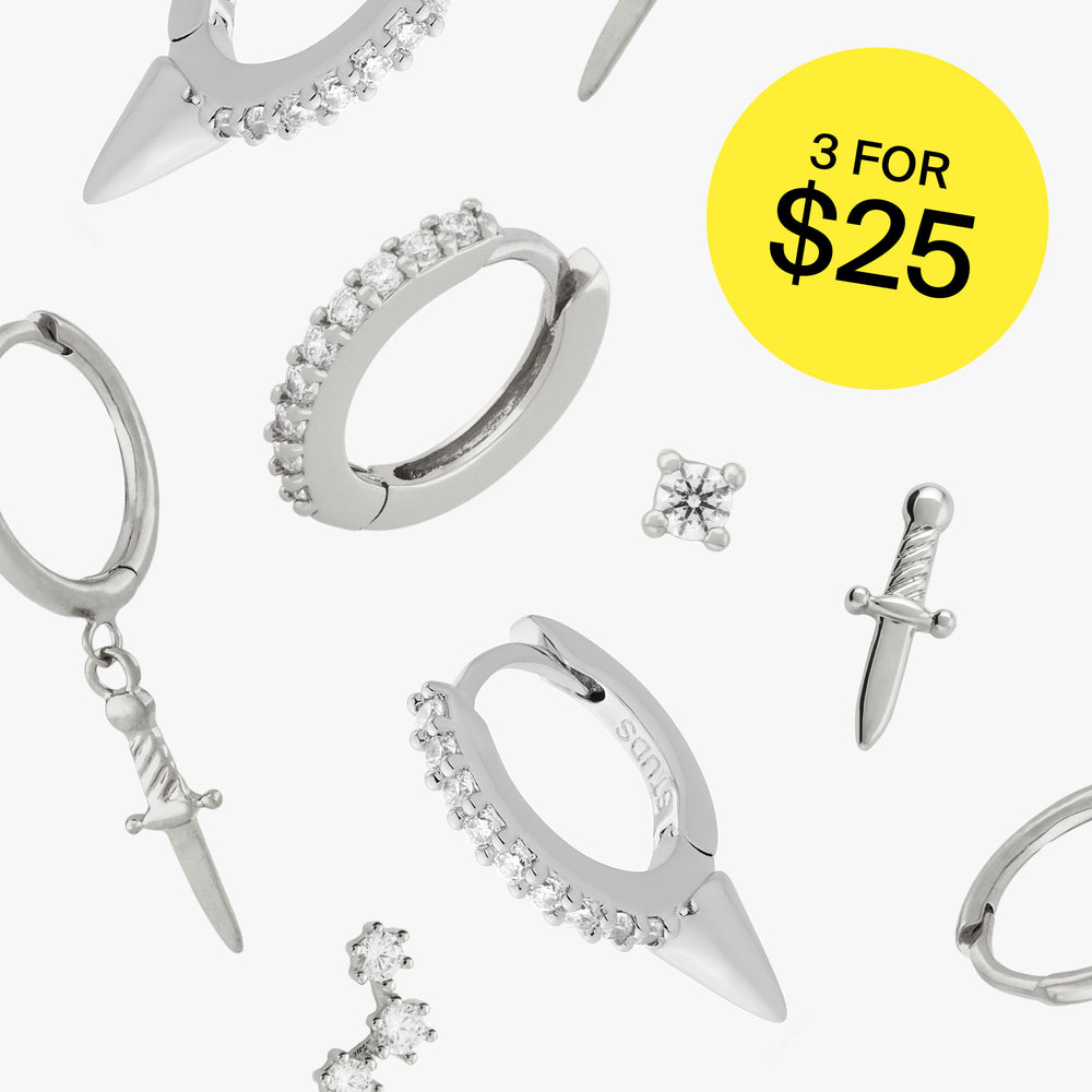Spunky Spikes Mystery Set with silver earrings color:null|silver